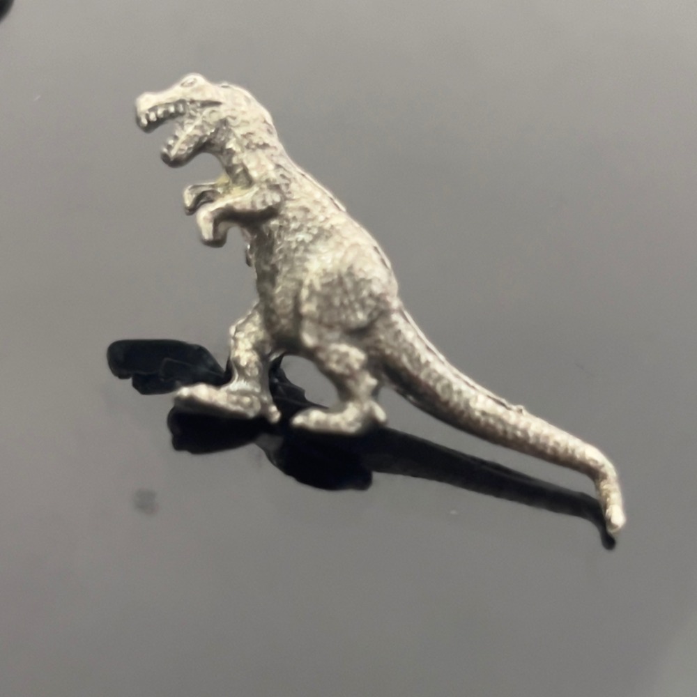 Vintage Silver Tone T-Rex Dinosaur Lapel Pin Tyrannosaurus Rex Tie Tac